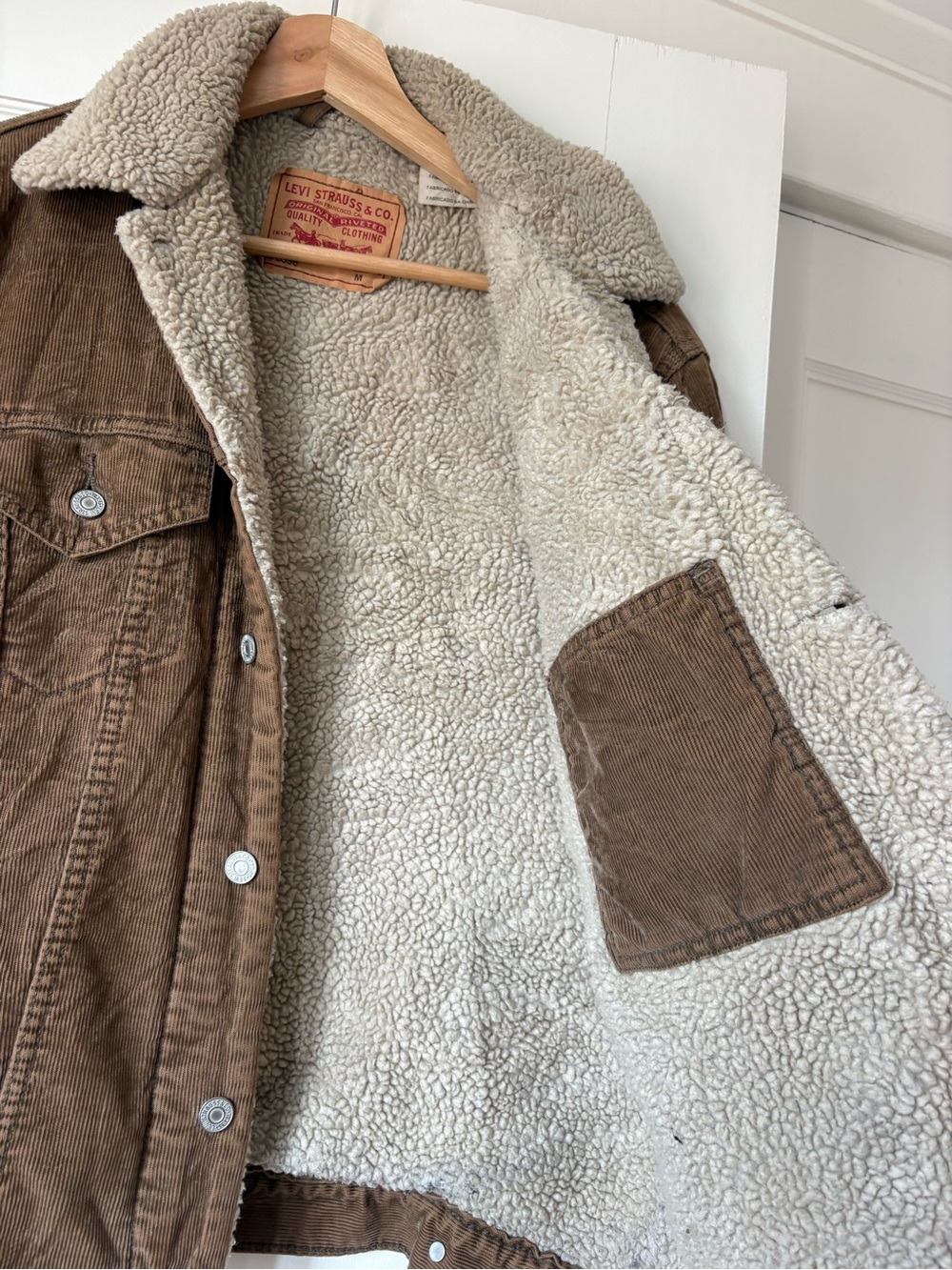 Levi's Brown Corduroy Sherpa Bomber Jacket - Picture 3 of 4